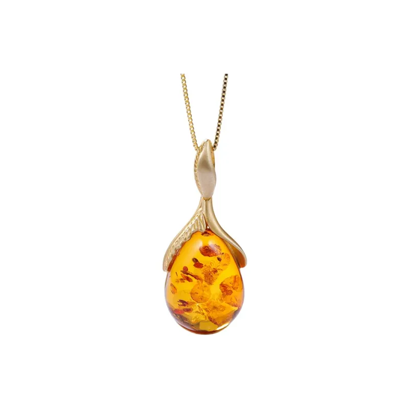S&A S925 Silver Amber Necklaces Women's-0