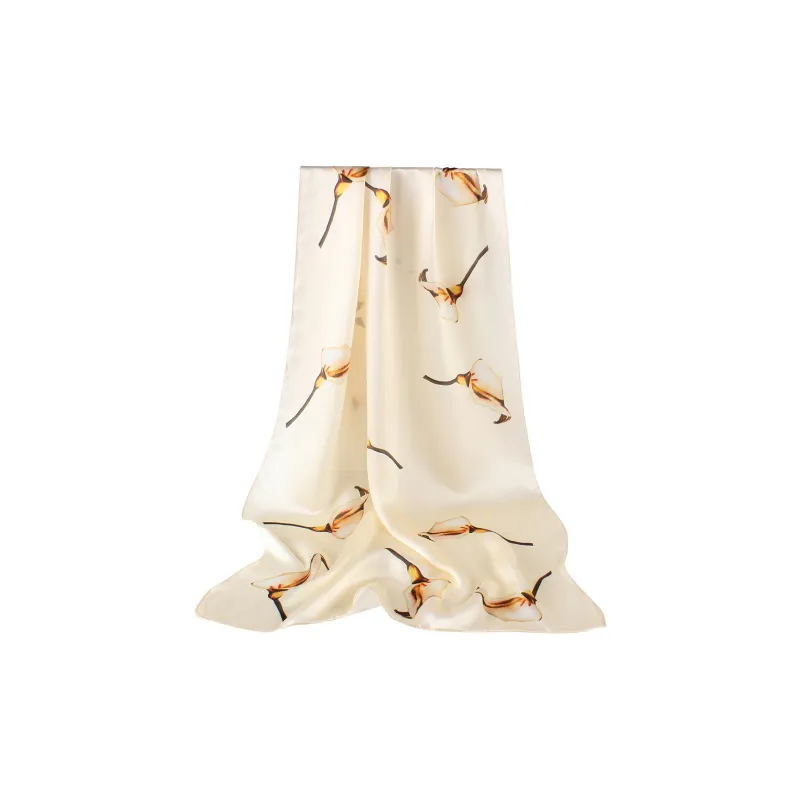 Shanghai Story 100% Mulberry Silk Scarves Women's Lotus Charm, Light Green, Gift Box Set-63
