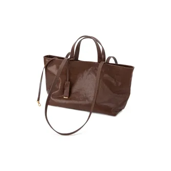 VENOF Cow Leather Commute Shoulder Bag Handbag Large Size Women's Vegetable Tanned Coffee