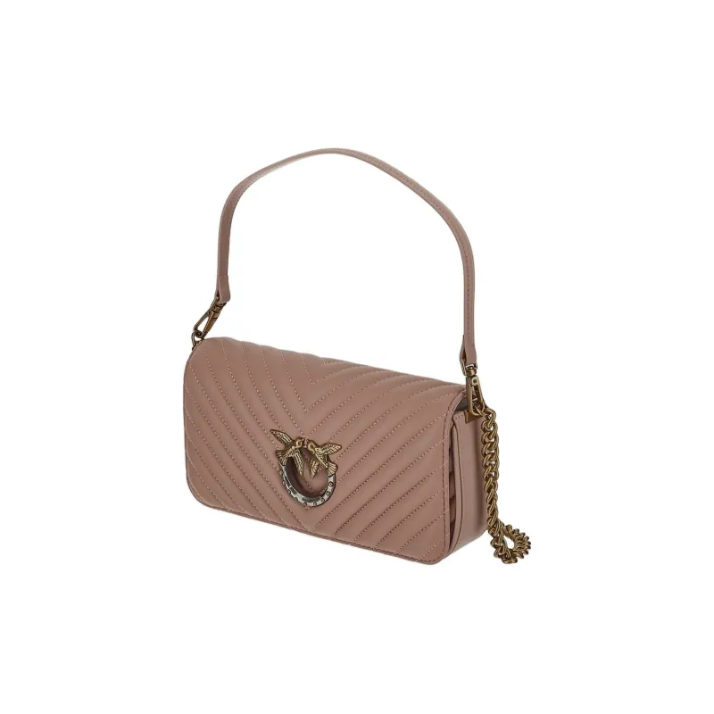 PINKO Leather Baguette Bag, Shoulder Bag, Crossbody Bag Mini Women's Pink-2