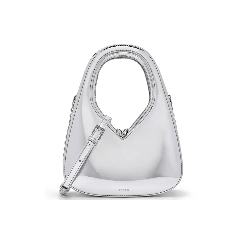 PEDRO Pu Shoulder Bag, Crossbody Bag, Handbag Women's Black/Silver/Light Blue-6