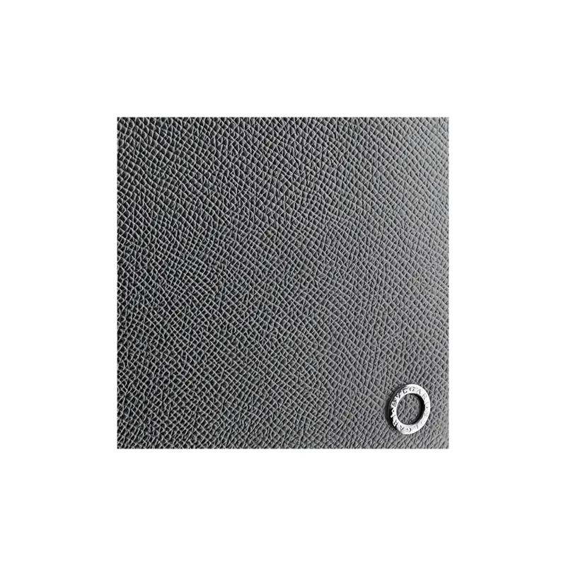 BVLGARI Calfskin Coin Purse Men's Black-4