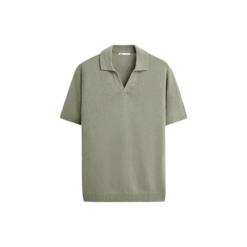 ZARA Polo Shirts Men Green