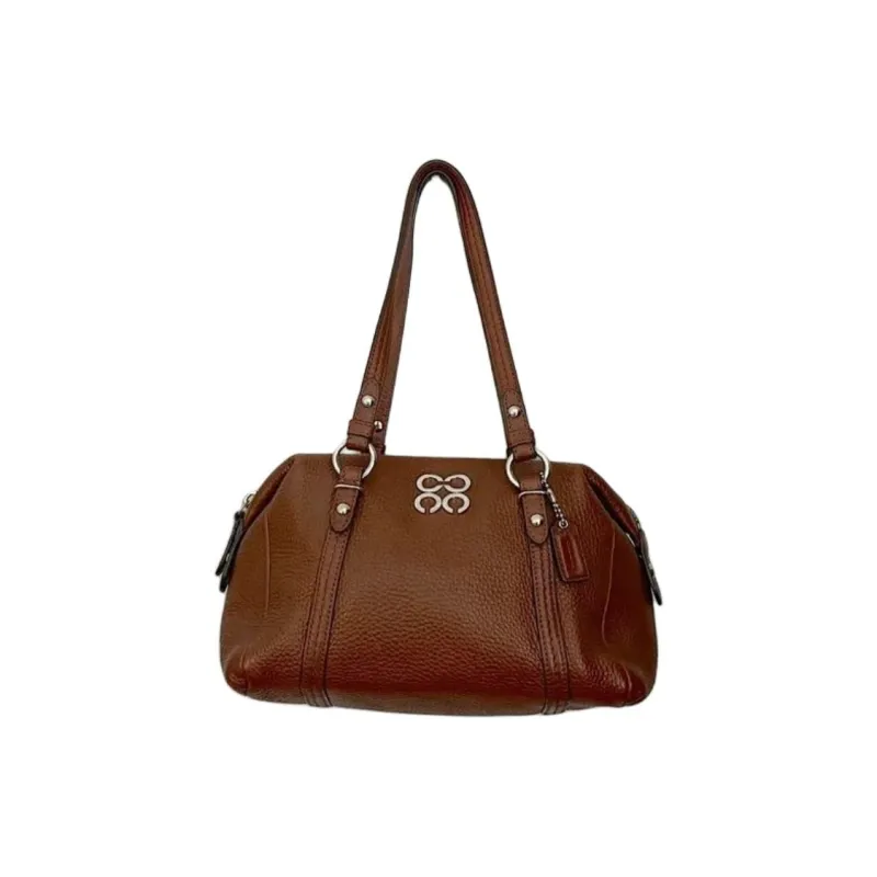 COACH Julia Pebbled Leather Boston Bag Handbag Shoulder Bag Women's Brown-1