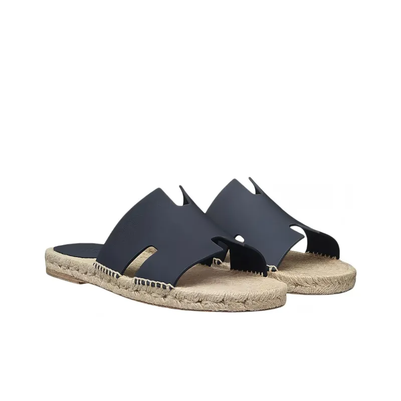 HERMES Antigua Espadrille Bleu Indigo Calfskin Leather-1