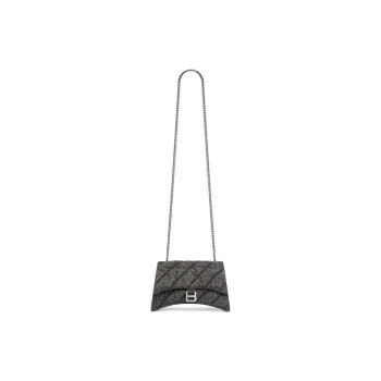 Balenciaga CRUSH Washable Denim Handbag Shoulder Bag Crossbody Bag Women's Black