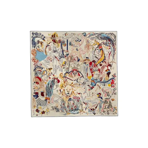 HERMES Silk Silk Scarves Women's Beige