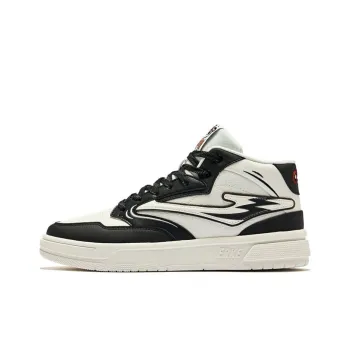 Erke Battery Panda 3lite Qitian Dasheng Durable Breathable High Top Skateboard Shoes Men's Microcrystal White/Jet Black