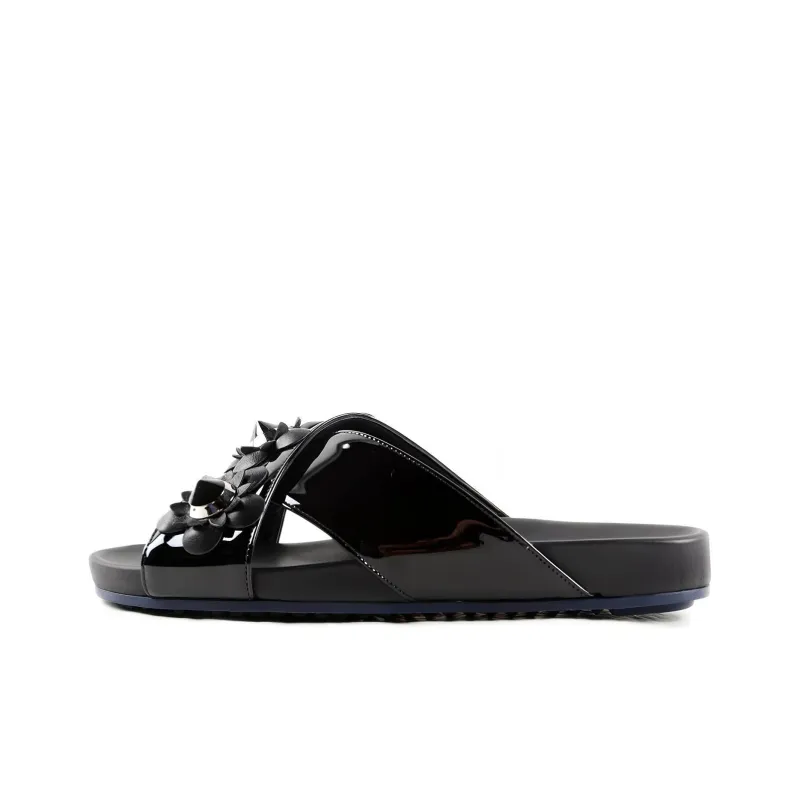 FENDI Abrasion Resistant Slide Slippers Women's Black-0