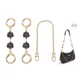 (Gold-Tone) Black Camellia *2+Decorative Chain 40cm