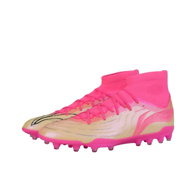 LINING Soccer Shoes Men High Top Pink Color-2