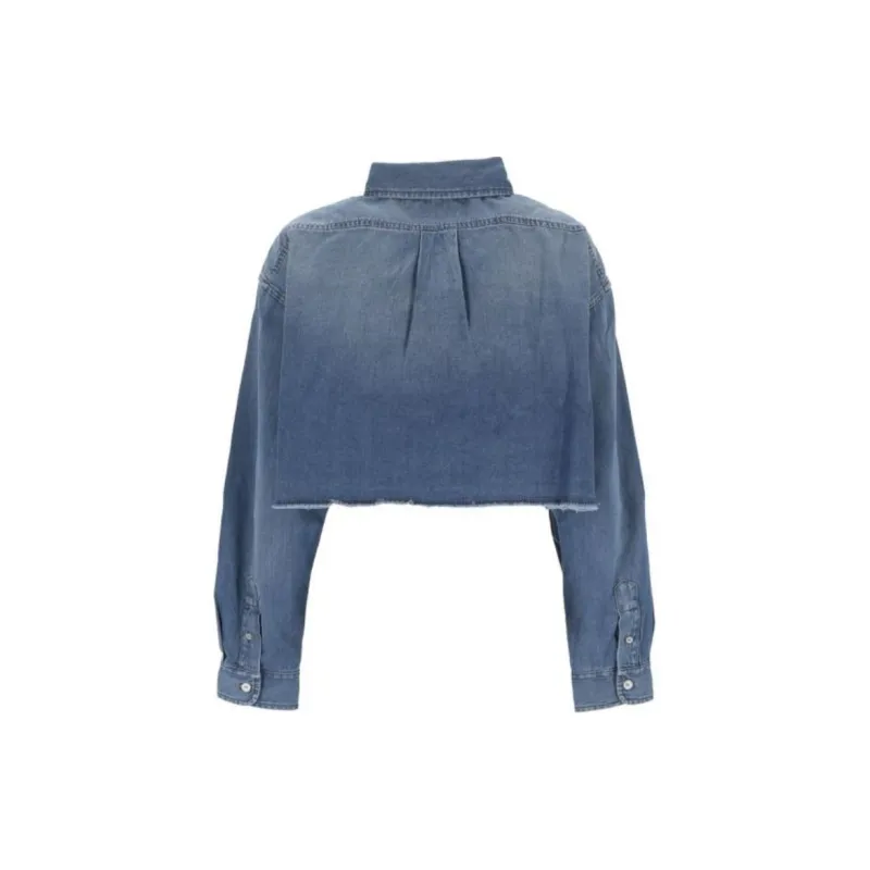 Givenchy 4G Embroidered Denim Cropped Shirt-2