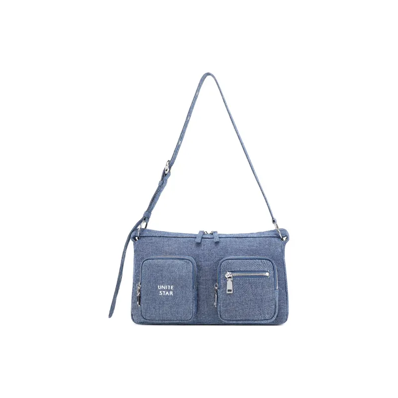 UNITE STAR Denim Tote Crossbody Bag Shoulder Bag Medium Size Women's Black Denim/Denim Blue/Dark Blue-17