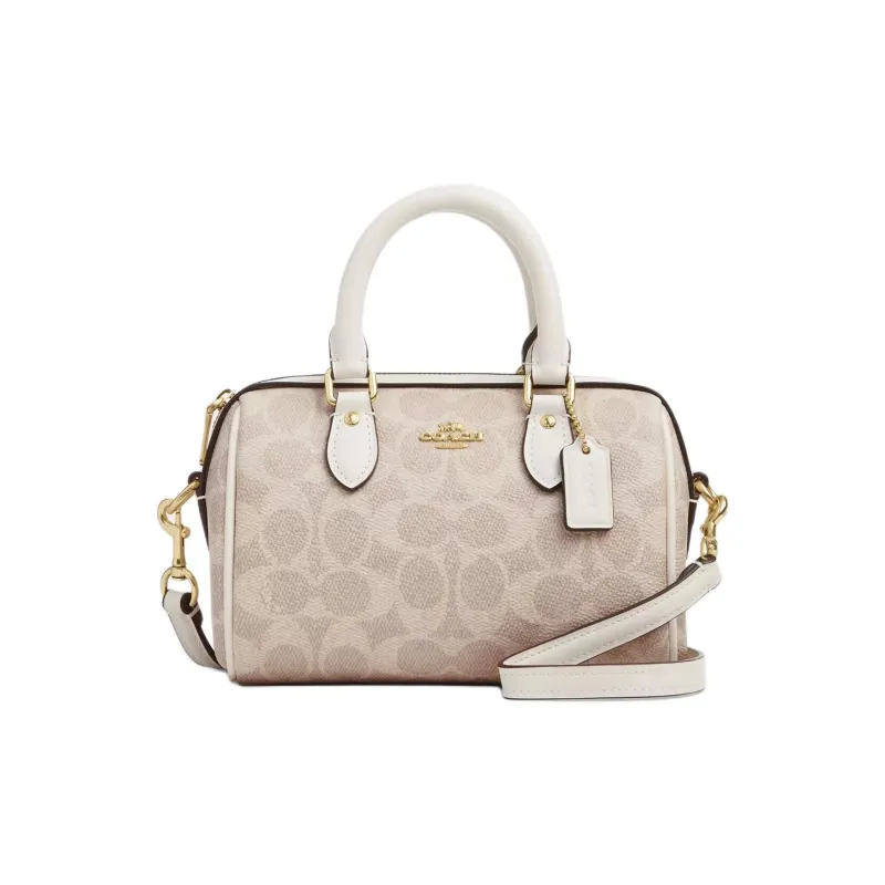 COACH Rowan PVC Bonded Leather Shoulder Bag Crossbody Bag Handbag Small Size Women's Vanilla White-0