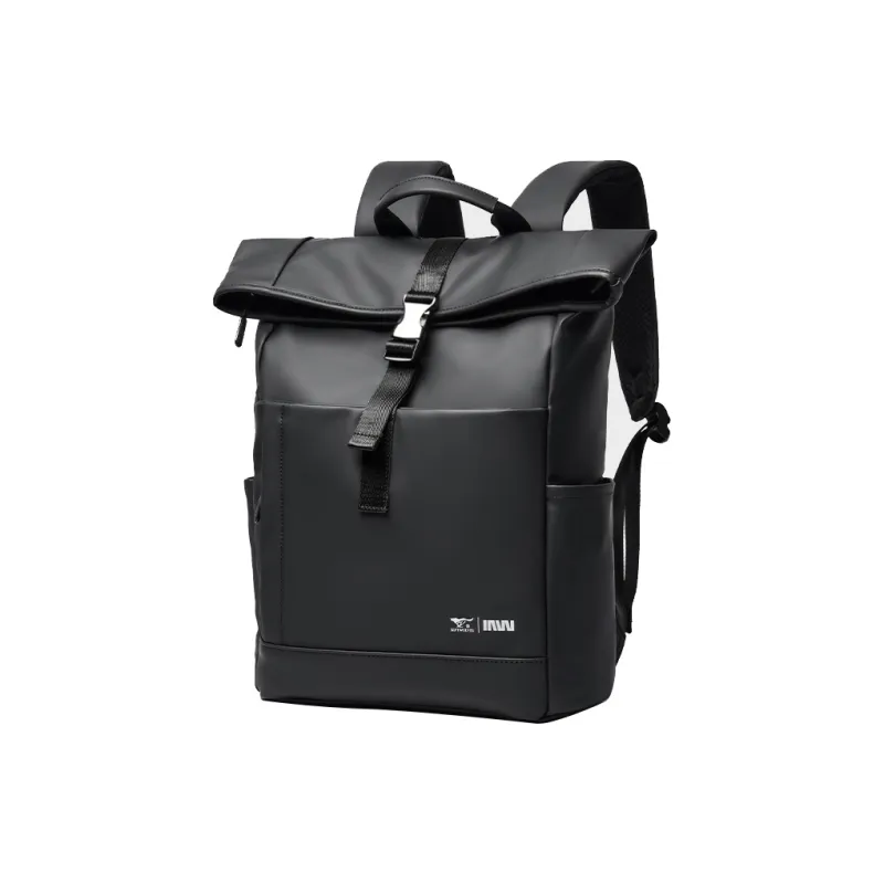 SEPTWOLVES PU Men's QPL Leather Large Capacity Backpack For Business Commute Unisex Black-1