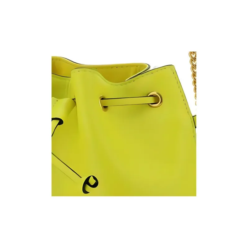 Valentino Vlogo Calfskin Bucket Bag Shoulder Bag Crossbody Bag Mini Women's Yellow Green-4