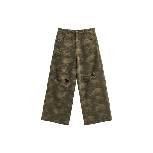 JHYQ Casual Pants Unisex Army Green Camouflage