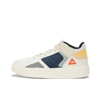 PEAK Lightweight Large Triangle 1.0 Anti Slip Wear Resistant Mid Top Skateboard Shoes Men's Canvas White