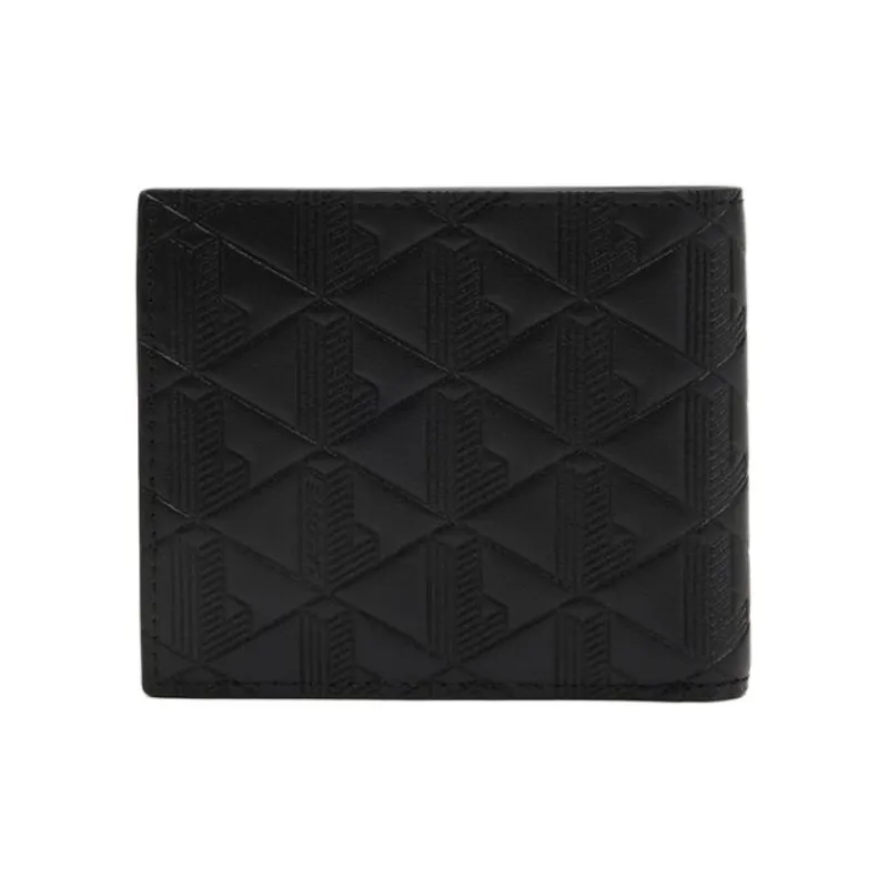 LACOSTE Cow Split Leather Wallet Medium Size Men's Black-1
