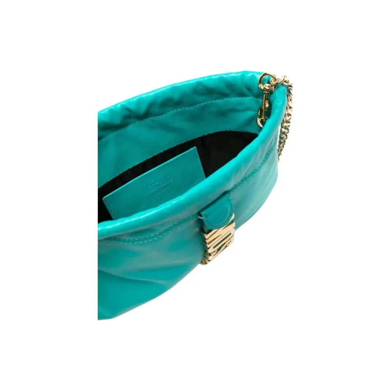 MOSCHINO Calfskin Messenger Bag Shoulder Bag Women's Turquoise-3