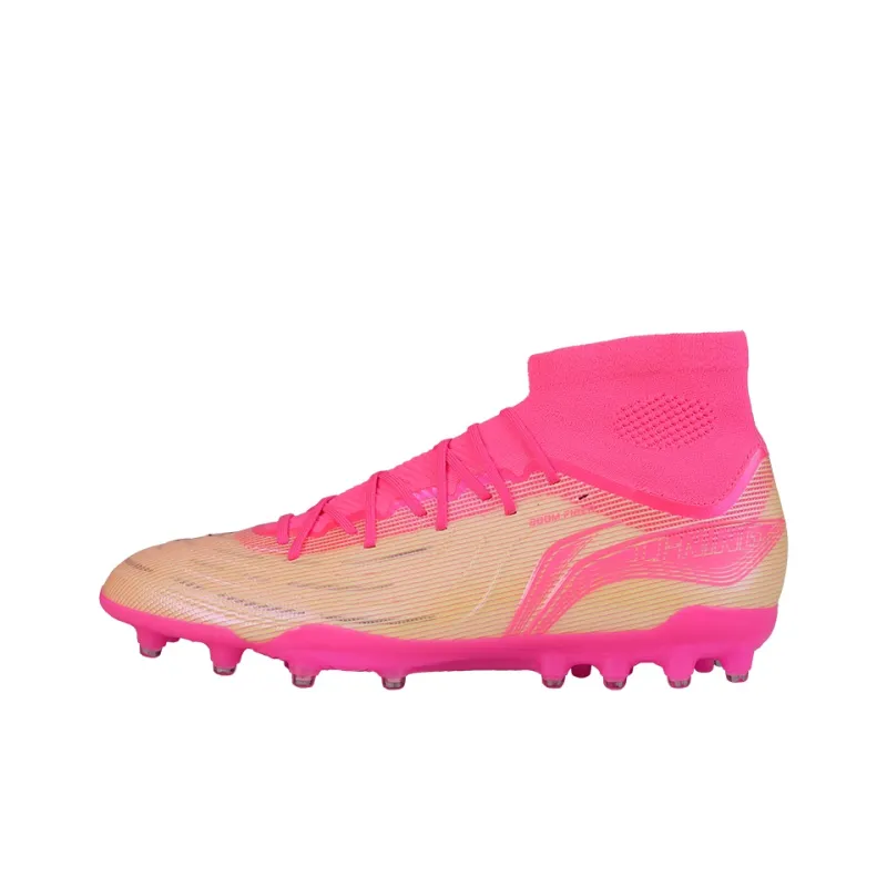 LINING Soccer Shoes Men High Top Pink Color-0