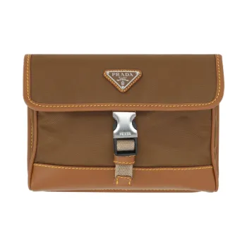 PRADA Leather With Nylon Messenger Bag, Shoulder Bag, Crossbody Bag Men's Cork Beige