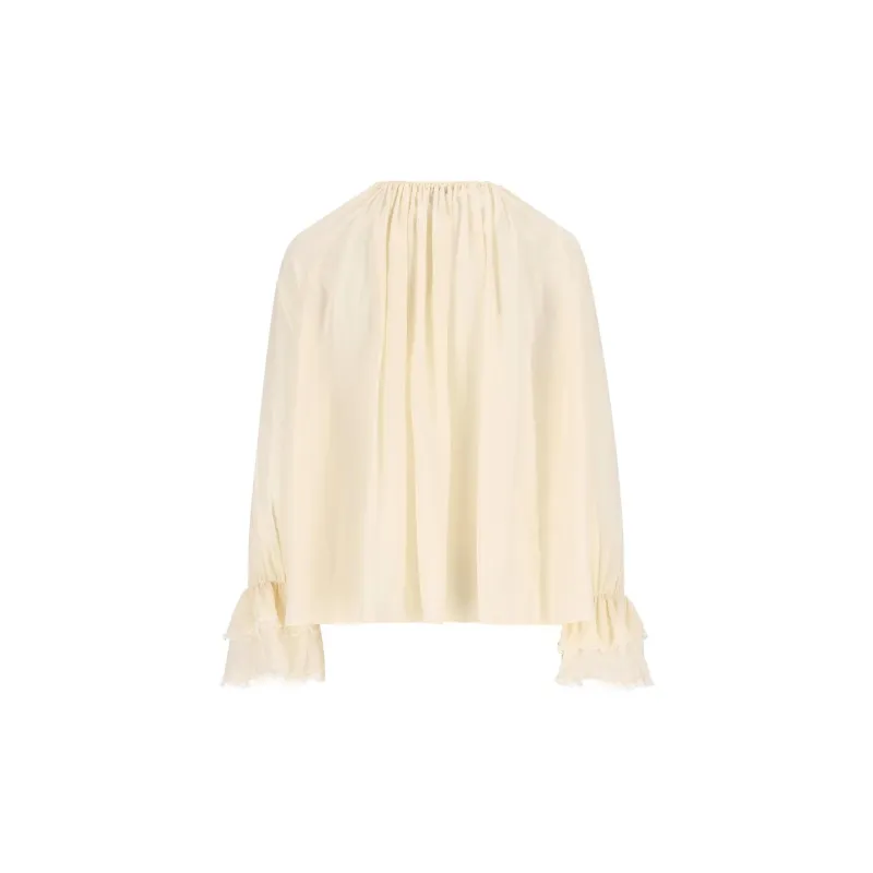 Chloé Gathered V Neck Drawstring Top-1