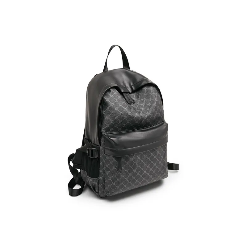 Old Man's Head Synthetic Leather Laptop Backpack Regular Men's Black-1