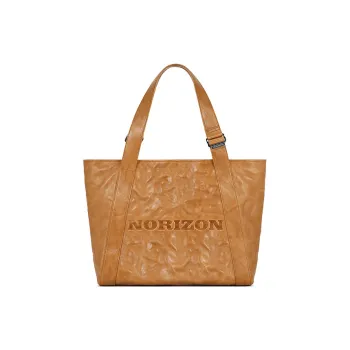 NORIZON Full Grain Vegetable Tanned Cow Leather Brown Tote Handbag Shoulder Bag Large Bag Unisex Cashew Nut Brown
