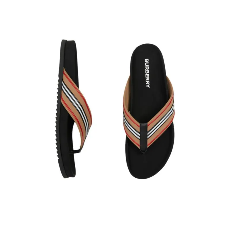 Burberry Slip Resistant Flip Flops Men's Beige-3