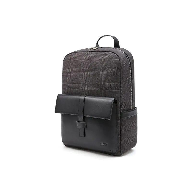 BVP Genuine Leather Backpack Regular Men's Black/Blue-2
