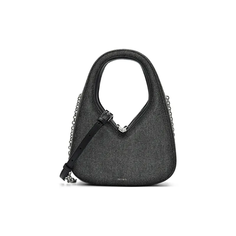 PEDRO Pu Shoulder Bag, Crossbody Bag, Handbag Women's Black/Silver/Light Blue-0