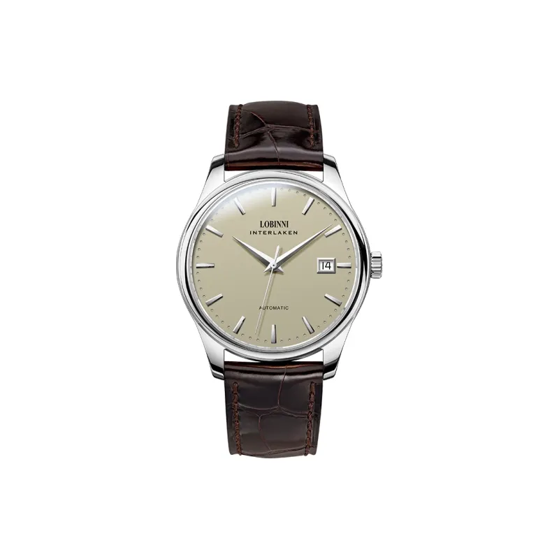 LOBINNI L Extra Thin Men's Watch Automatic Mechanical Movement Cowhide Strap Watch Men's Watches White Dial-16