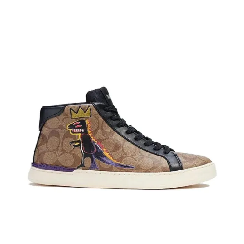 COACH Anti Slip Wear Resistant High Top Skateboard Shoes Men's Black-1