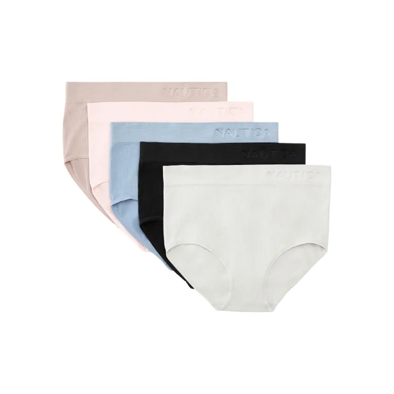 NAUTICA Ribbed Seamless Brief Underpants Women's 5 Pack-0