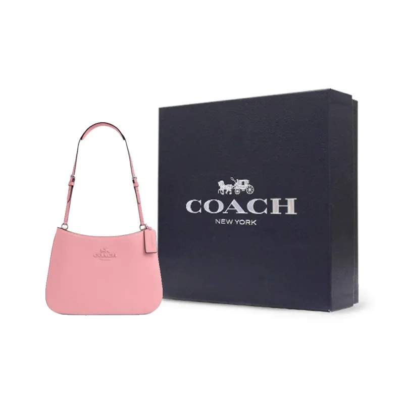 COACH Penelope Smooth Leather Handbag, Shoulder Bag Medium Size Women's Silver & Floral Pink-6