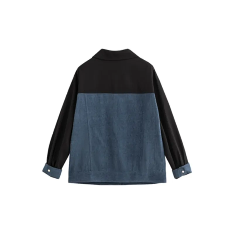 Initial Language Denim Jacket Women's Black Blue-1