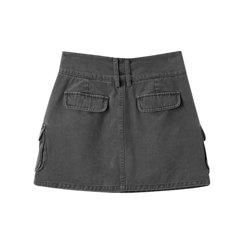 LEDIN Denim Short Skirts Women's Dark Gray-1