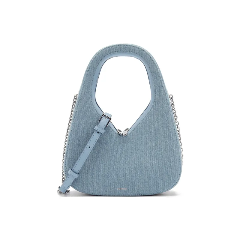 PEDRO Pu Shoulder Bag, Crossbody Bag, Handbag Women's Black/Silver/Light Blue-12
