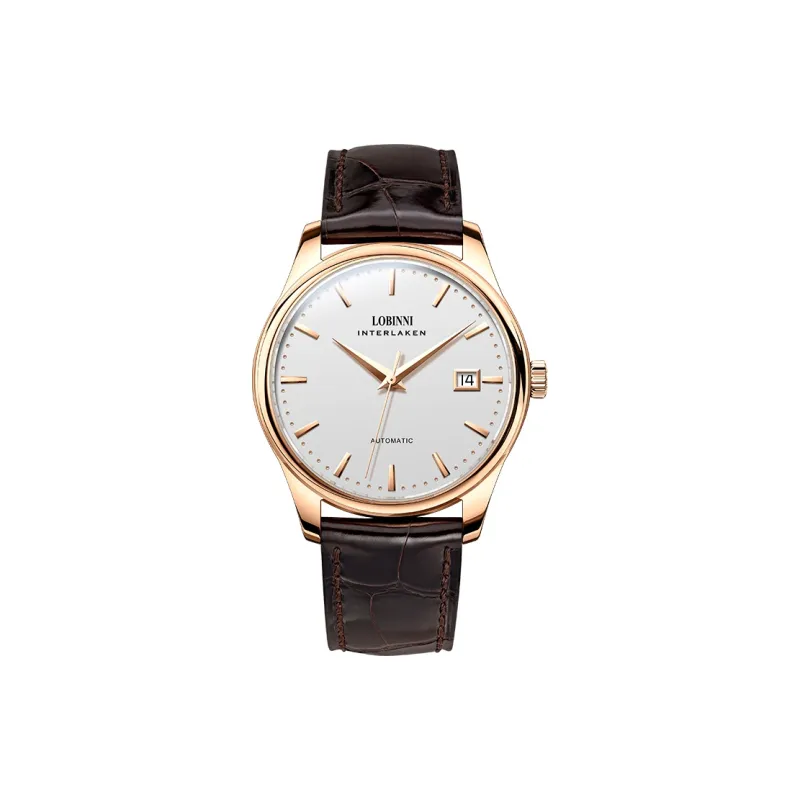LOBINNI L Extra Thin Men's Watch Automatic Mechanical Movement Cowhide Strap Watch Men's Watches White Dial-7
