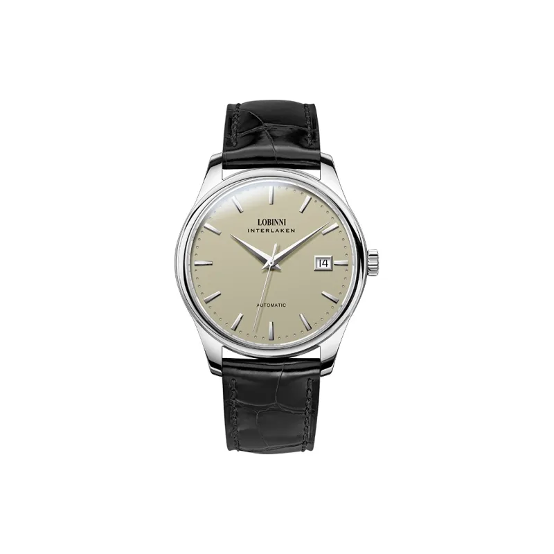 LOBINNI L Extra Thin Men's Watch Automatic Mechanical Movement Cowhide Strap Watch Men's Watches White Dial-14