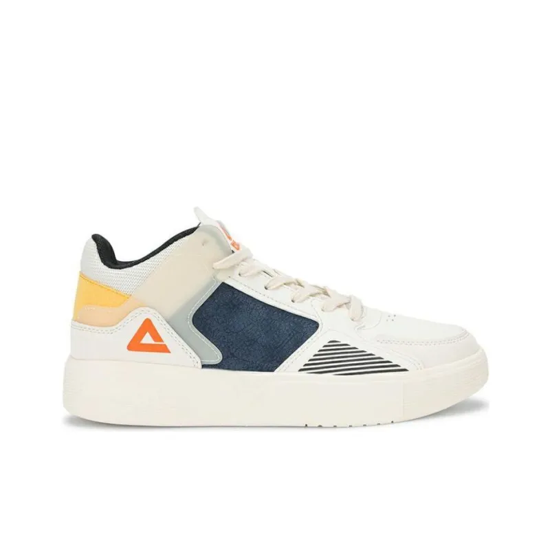 PEAK Lightweight Large Triangle 1.0 Anti Slip Wear Resistant Mid Top Skateboard Shoes Men's Canvas White-2