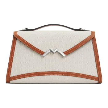 Moynat Canvas With Full Grain Cow Leather Portable One Shoulder Crossbody Clutches Women's Beige/Brown