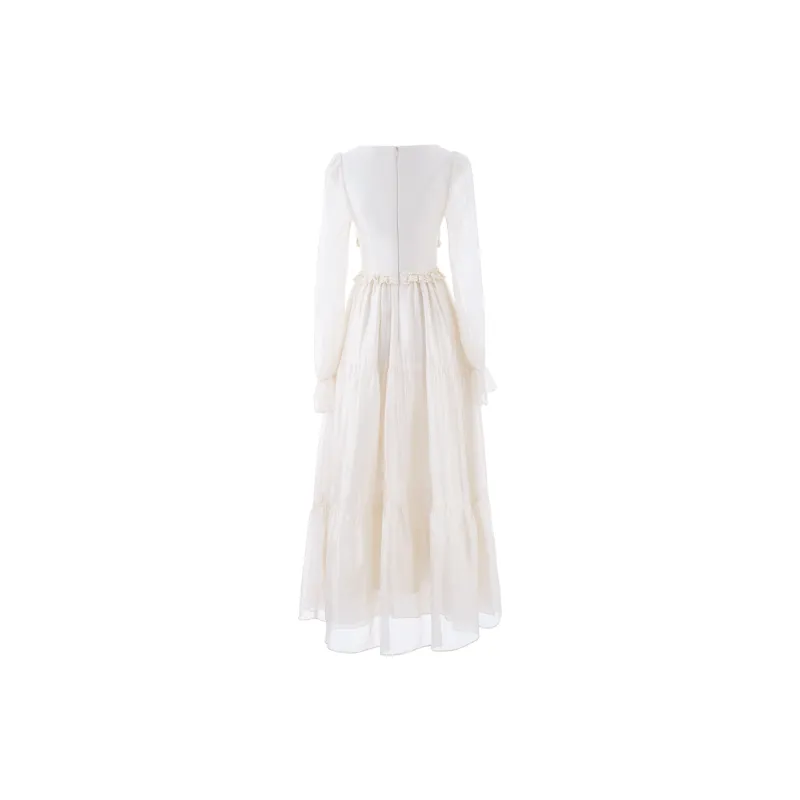 Blovelan Long Sleeved Dress Women's Soft Light Apricot-1