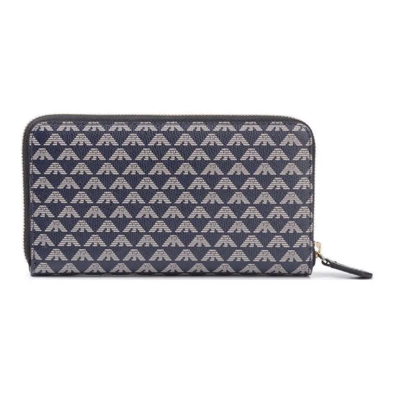 GIORGIO ARMANI Leather Wallet Large Size Women's Marine Blue-1