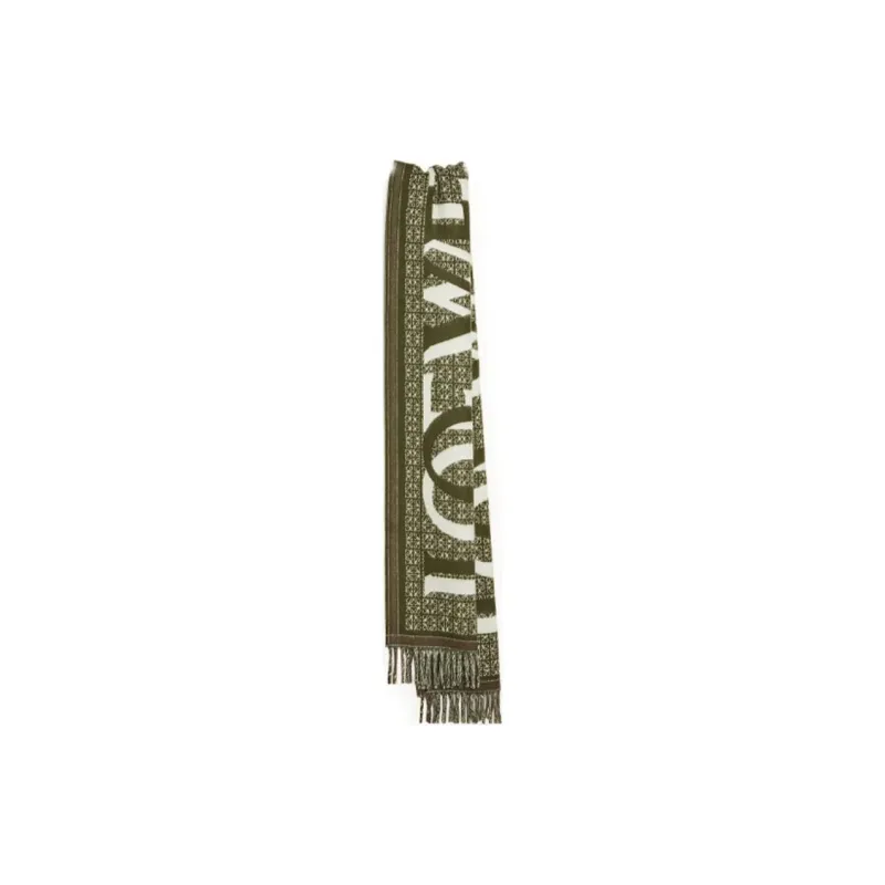 LOEWE Wool, Cashmere, Cashmere Knit Scarves Women's Dark Green-2