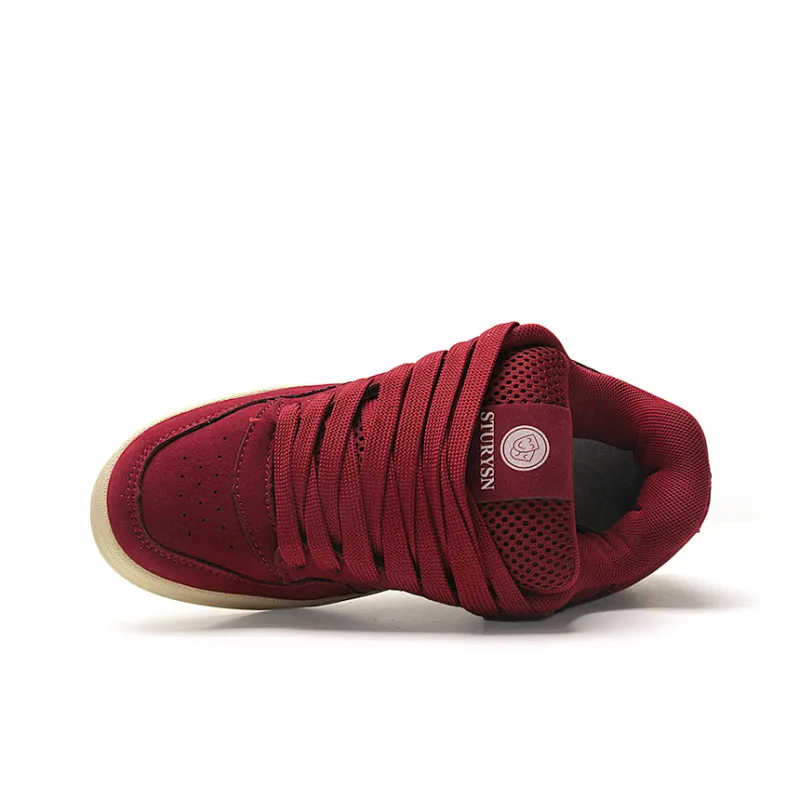 STUR YSN Wear resistant And Lightweight Low Top Skateboard Shoes Unisex Matte Burgundy-6