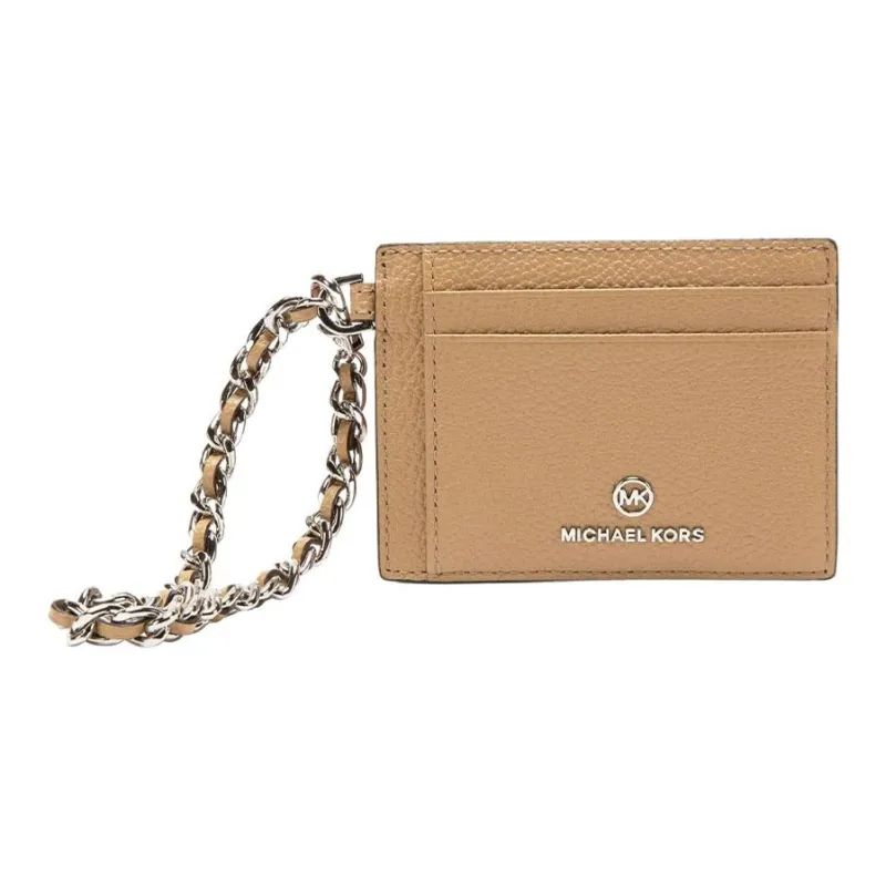 MICHAEL KORS Litchi Grain Leather Card Holder Trumpets Women's Beige-1