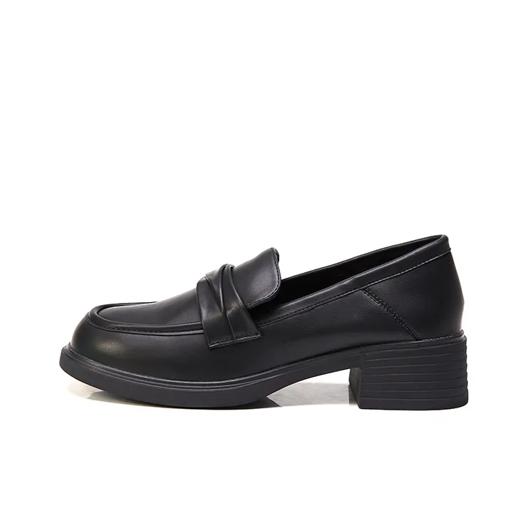 Bull Charm Loafers 4cm Women's Black-0