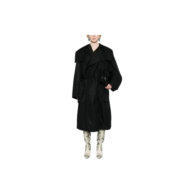 Lemaire Light Asymmetrical Coat 'Black'-1
